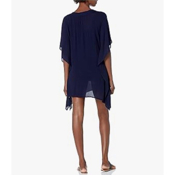 La Blanca Capri Lace Up Caftan Swim Cover-Up In Navy Blue Sz Sm New - Picture 3 of 8